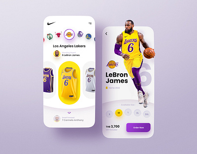 NBA Jersey mobile web UI concept figma james jersey lakers lebron mobile app nba sinthai sinthaistudio ui