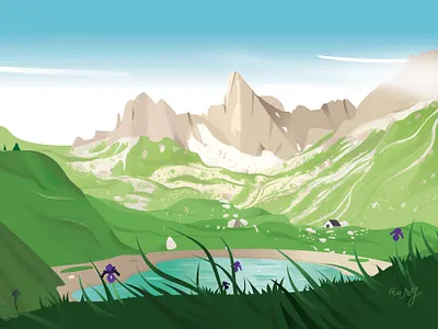 Lac de Lhurs digital art illustration