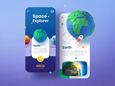 Space Explorer mobile app UI concept earth figma mobile app planet sinthai sinthaistudio space ui