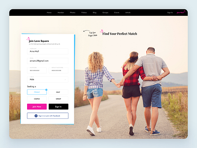 Love Square app design branding codiant dating dating app design landing page love on demand apps social network ui ui ux web design web page