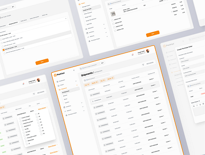 Packiyo Web App / Warehouse Management System app dashboard design orange popup retail spreadsheet table ui ux warehouse webapp