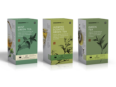 Woolworths Green Tea box branding design drink green tea hot drink packaging packaging design tea