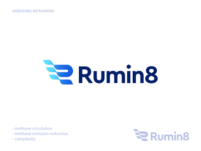 Rumin8 logo concept abstract brand identity branding climate climate tech creative logo gradient icon lettermark logo logo design logomark logotype mark methane reduction methane removal monogram symbol tech technology