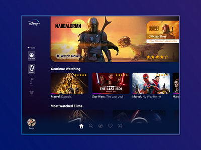 Disney+ Platform app concept design disney eternals film ipad mandalorian marvel mobile netflix pixar product search ui ux web