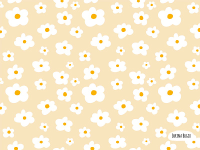 Daisy Pattern cute daisy daisypattern design flower flowerpattern fun handdrawn illustration illustrator pattern photoshop retro whiteflowers yellow
