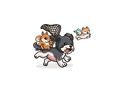 Kitty chase cat cat chase cat logo character design design dog dog chase dog logo graphic design illustration kitty kitty chase kitty logo logo logo design vector