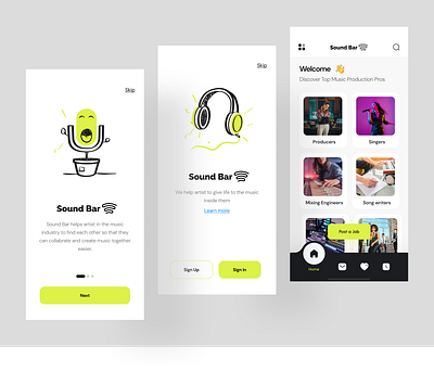 Music Production Pros 🎶 2022 app design app designer dribbble dribble freelancer hire music hire musician hire singer interface minimal mixing mobile app music production pros producer trend ui design ui8