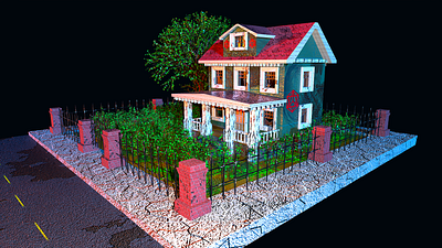 Old House 3d 3d art architecture concept environment house old house tree