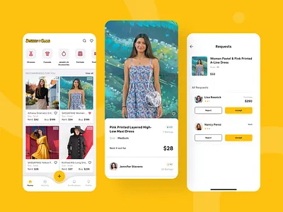 A Mobile Marketplace to Rent or Buy Clothing agile app design app development app ui app ui design illustration mobile app ui ui ui design uiux user interface ux design wardrobe app ui wireframe design