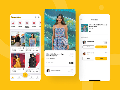 A Mobile Marketplace to Rent or Buy Clothing agile app design app development app ui app ui design illustration mobile app ui ui ui design uiux user interface ux design wardrobe app ui wireframe design