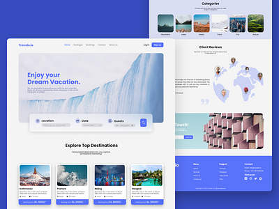 Travel site landing page branding card design concept design gradient color minimal travel ui web design