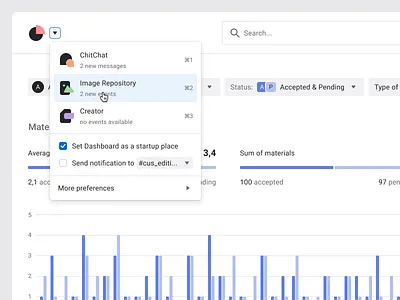 App switcher app autentika chart dashboard design designsystem dropdown filter form interface menu mialszygrosz pill ui ux web