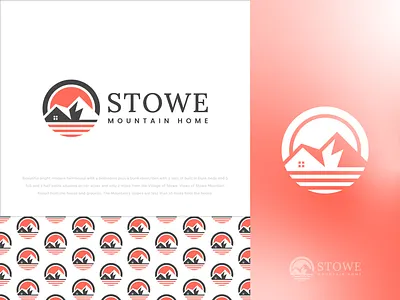 Stowe Mountain Home Logo Design construction logo farmhouse logo home logo hotel logo house logo land logo minimalist logo motel logo mountain logo nature logo peak logo real estate logo resort logo simple travel logo