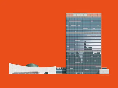 United Nations New York HQ architecture illustration architecture building city cityscape construction design drawing illustration illustrator manhattan newyork nyc skyscraper