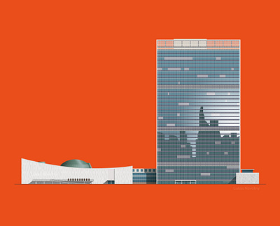 United Nations New York HQ architecture illustration architecture building city cityscape construction design drawing illustration illustrator manhattan newyork nyc skyscraper