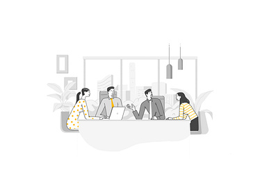 Illustration - Office Meeting branding drawing figureillustration flat minimal illustrations illustartion illustration bank packaging design packaging illustrations ui illustrations website illustratoins