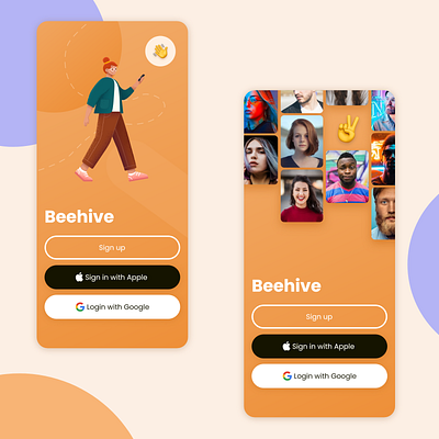 Beehive - Social App app design figma orange splash ui ux