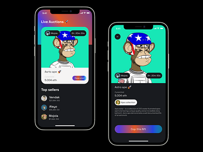 NFT. app design illustration typeface typography ui ux