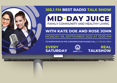 Radio Talk Show Billboard Template broadcast business charity corporate design flyer illustration internet radio leaflet poster preachers radio ministry streaming talk radio talk show television