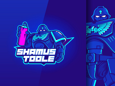 ShamusToole (logo) 80s character character design character logo cyberpunk esport esport logo esports esports logo logo logo design mascot mascot logo neon neon colors retrowave synthwave warhammer warhammer40000 warhammer4k