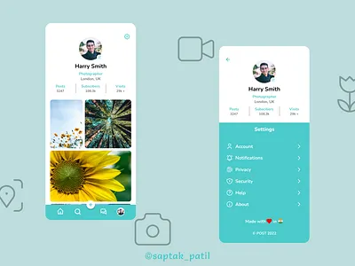 User Profile | Mobile App - DailyUI 006 app concept dailyui dailyuichallenge design mobile profile settings social ui uiux user userprofile ux