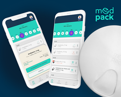 MedPack WIP adobe app design application design branding figma logo pill dispenser product design smart device ui ux work in progress