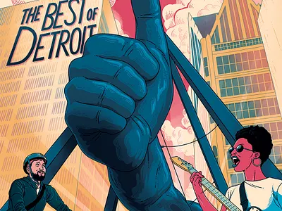 Detroit Metro Times Cover - Nov 2021 detroit drawing editorial fist guitar illustration joe louis magazine thumbs up