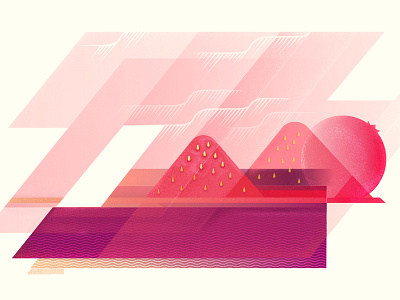💀🎨 Food for Thought 02 abstract angle berry clouds dead art design flavor food illustration illustrator landscape movement moxie packaging pink purple scene strawberry texture yogurt
