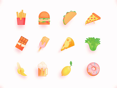 Foods Icons 3d icon beer burger donnut food gradient color ice cream icon set icons ui ui kit vector artwork