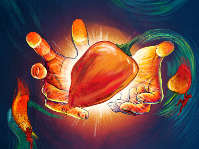 💀🎨 Food for Thought 05 branding carry dead art depth devil evil food habanero hands hot illustration magic magician movement pepper puff slide spicy swirl transform