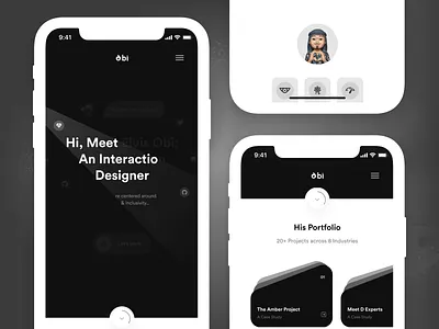 Obi - My Personal Portfolio Web Design (Mobile) adaptive screen animation app branding design illustration logo mobile mobile design portfolio responsive ui ux web website