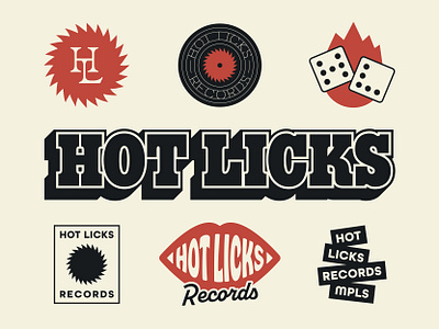 Hot Licks badge branding identity illustration minneapolis records retro typography vintage vinyl