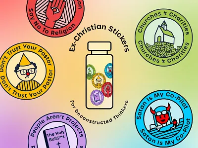 Deconstructing Stickers design ex christian illustration stickers typography vector