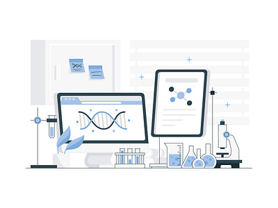 Laboratory Room 3d animation chemical covid design flat flat illustration graphic design illustration laboratory room logo medicine motion graphics research science ui vaccine vector vector illustration virus