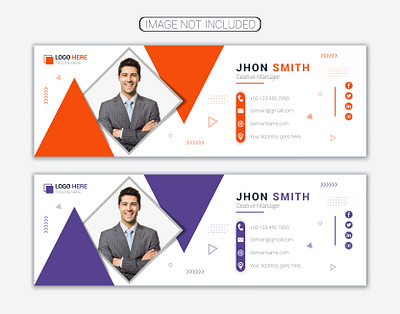 Orange and purple elegant corporate email signature or email foo business email signature design