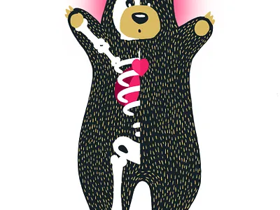 bear hug. bear bear hug design forest illustration procreate woodland creatures woods