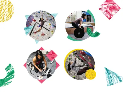 Climbing Coach Program Graphics branding climb climbing coach color colorful creative design fun geometric graphic design photography rock rock climbing shape texture uiux web design woman