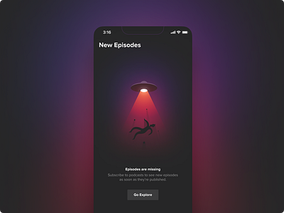 Missing Episodes app design empty illustration mobile state ui vector
