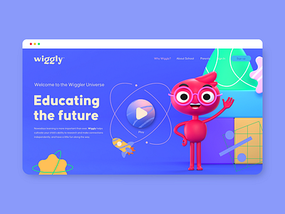 Wiggly - Online Education Home page 3d app branding c4d character design cinema4d design education illustration kids logo online education tech ui ui ux use interface ux vector web design webapp