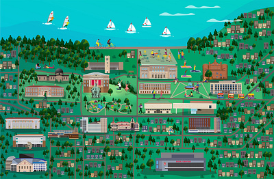 University of Wisconsin–Madison Illustration Map advertising campus map graphic design illustration interactive map map university of wisconsin madison