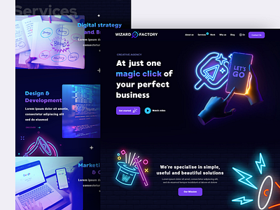 Digital agency | UI DESIGN agency corporate design digital digitalagency landing neon ui uidesign web webdesign website