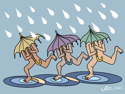 Umbrella Men branding design illustration logo