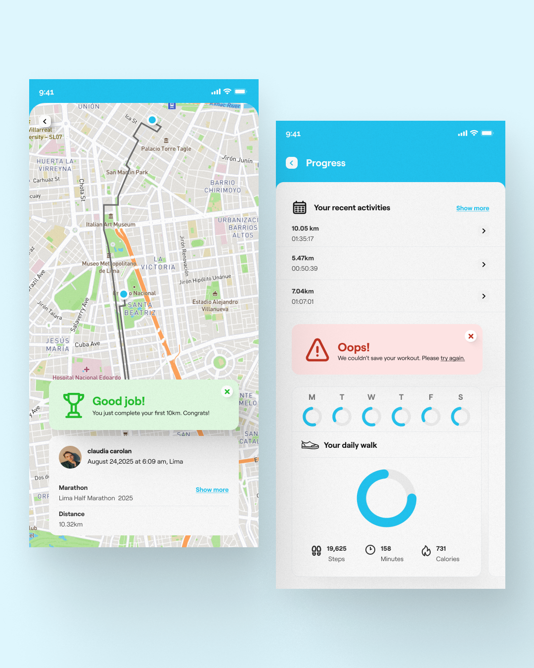 Flash Message | Daily UI 011 dailyui dailyui011 error figma flashmessage maps message run success workout