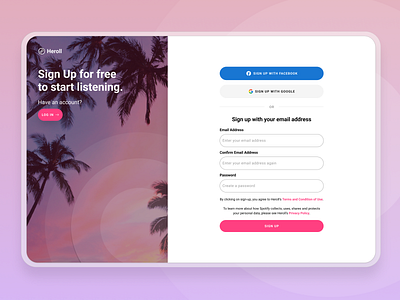 Sign Up - Chill Pink Theme | Daily UI 01 branding gradient music pink purple registration sign up ui uiux