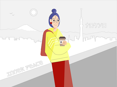 Tokyo character coffee design flat graphic design harmony illustration illustrator journey minimal tokyo vector veryperry