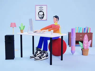 Workspace. 3d blender design graphic design illustration isometric typography ui