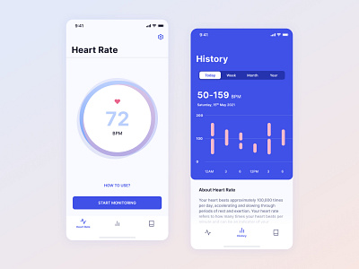 Hear Rate Monitor app design fitness health heart ios lifestyle mobile monitor rate tracker ui ux wellness