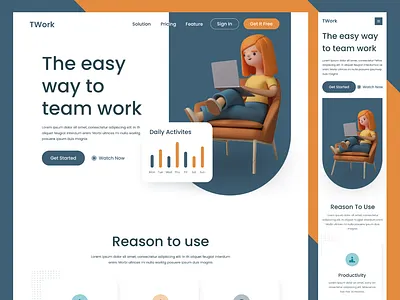Online teamwork website branding design graphic design illustration illustrator landing page minimal responsive responsive web teamwork ui user experience user interface ux uxui website
