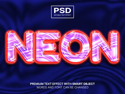 Neon Psd editable text effect colorfull cute editable text effect lettering modern font neon orange psd typhography