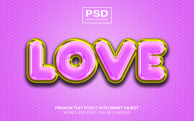 Love PSD editable text effect cute editable text effect gold lettering modern font pink psd text logo typhography